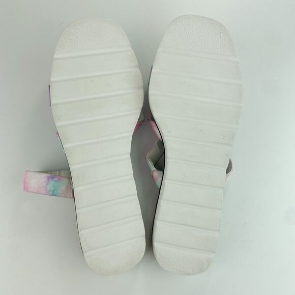 Rampage Ally Strappy Slide Sandals Size 8 Pink Purple Tie Dye Flatform Open Toe - Picture 2 of 10